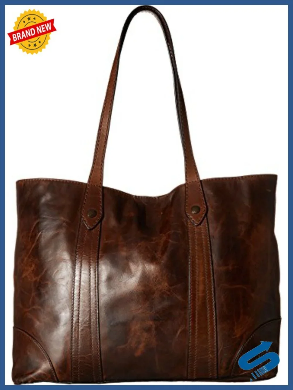 Stylish Large Leather Tote Bag with Adjustable Strap & Pockets